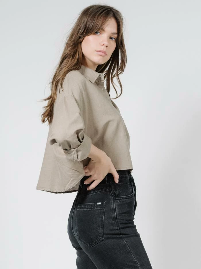 Thrills Co. Liv Shirt - Army Fade Linen 5 Thrills Co. Liv Shirt - Army Fade Linen