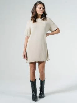 Thrills Co. Fairbanks Knit Dress - Bone White Dresses
