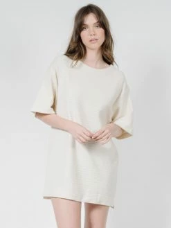 Thrills Co. Dresses Terry Slouch Tee Dress - Unbleached