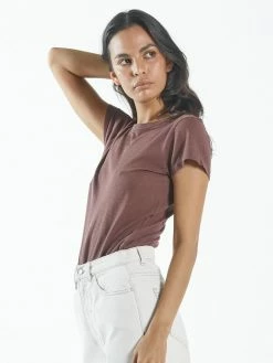 Thrills Co. Hemp Paper Rib Tee - Mahogany