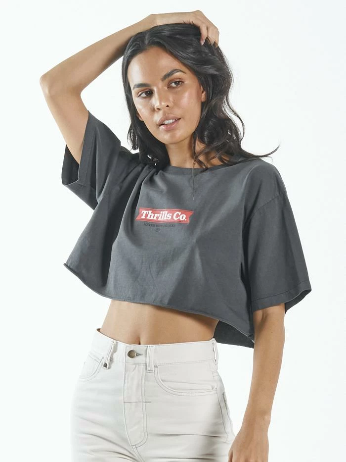 Thrills Co. 1% For The Planet Brigade Super Crop Tee - Merch Black 3 Thrills Co. 1% For The Planet Brigade Super Crop Tee - Merch Black