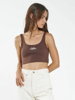 Thrills Co. 1% For The Planet Contrasting Stack Crop Retro Tank - Mahogany