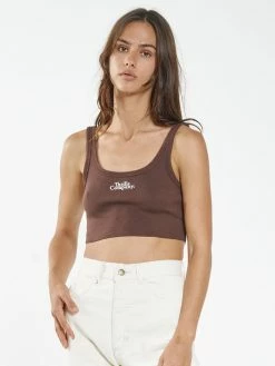 Thrills Co. 1% For The Planet Contrasting Stack Crop Retro Tank - Mahogany