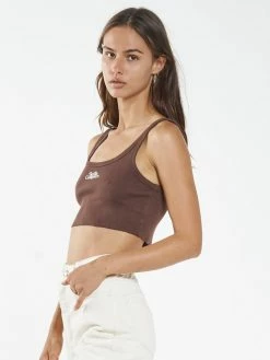 Thrills Co. 1% For The Planet Contrasting Stack Crop Retro Tank - Mahogany