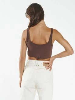 Thrills Co. 1% For The Planet Contrasting Stack Crop Retro Tank - Mahogany