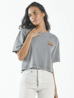 Thrills Co. Wings Of Fire Crop Merch Fit Tee - Washed Grey