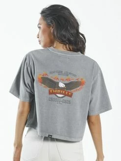 Thrills Co. Wings Of Fire Crop Merch Fit Tee - Washed Grey