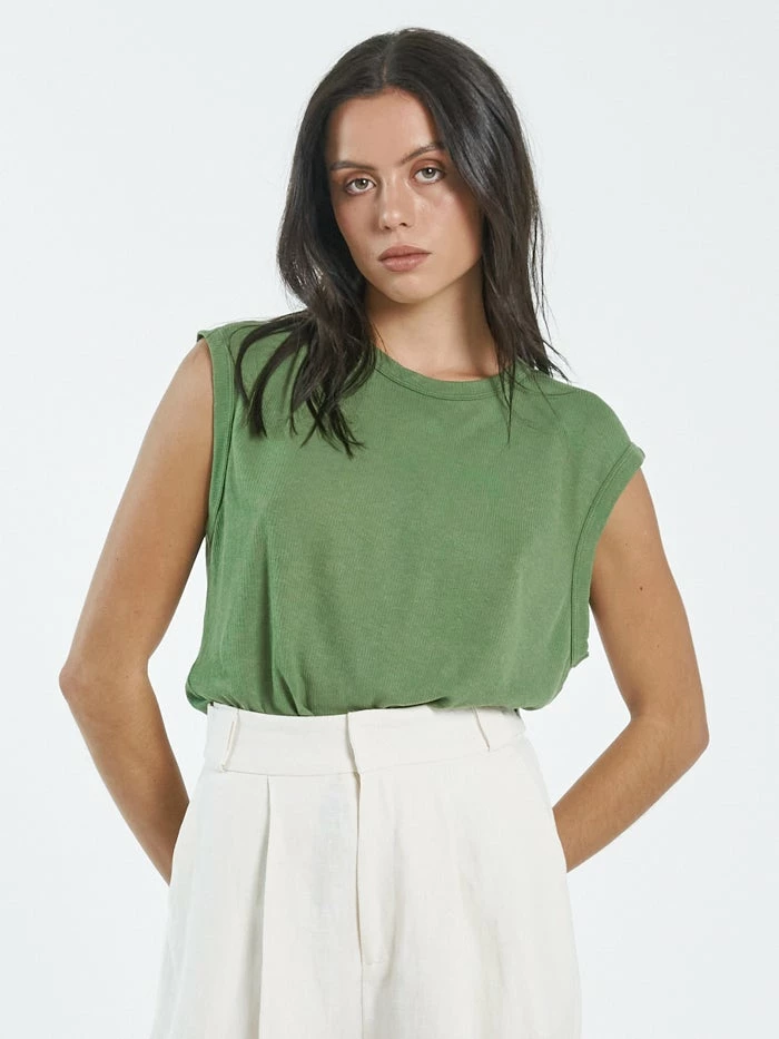 Thrills Co. Hemp Paper Rib Tank - Cactus 3 Thrills Co. Hemp Paper Rib Tank - Cactus