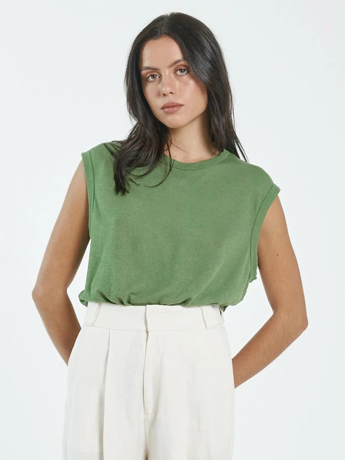 Thrills Co. Hemp Paper Rib Tank - Cactus 6 Thrills Co. Hemp Paper Rib Tank - Cactus