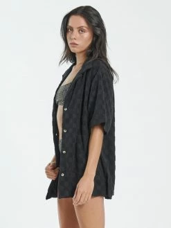 Thrills Co. 1% For The Planet Aalto Terry Bowling Shirt - Black