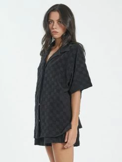 Thrills Co. 1% For The Planet Aalto Terry Bowling Shirt - Black