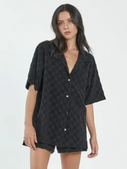 Thrills Co. 1% For The Planet Aalto Terry Bowling Shirt - Black