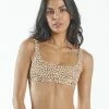 Thrills Co. Mild Animal Square Neck Crop Bikini Top - Desert Gold 1% For The Planet