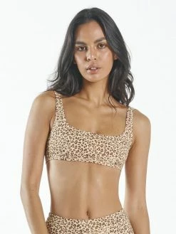Thrills Co. Mild Animal Square Neck Crop Bikini Top - Desert Gold 1% For The Planet