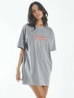 Thrills Co. Shocker Merch Fit Tee Dress - Washed Grey 1% For The Planet
