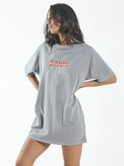 Thrills Co. Shocker Merch Fit Tee Dress - Washed Grey 1% For The Planet