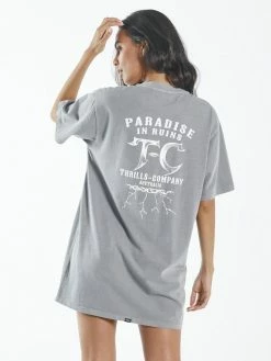 Thrills Co. Shocker Merch Fit Tee Dress - Washed Grey 1% For The Planet