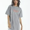 Thrills Co. Shocker Merch Fit Tee Dress - Washed Grey 1% For The Planet