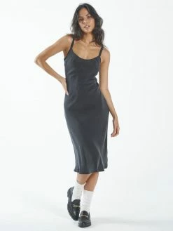 Thrills Co. Harriet Midi Slip Dress - Antique Black New Arrivals