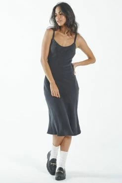 Thrills Co. Harriet Midi Slip Dress - Antique Black New Arrivals