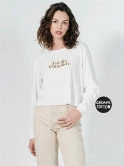 Thrills Co. Truckin' Crop LS Tee - Dirty White