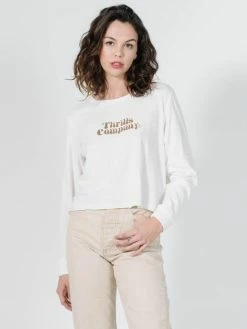 Cheap Thrills Store 11 Thrills Co. Truckin' Crop LS Tee - Dirty White