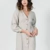Thrills Co. Linen Chrissy LS Dress - Oat