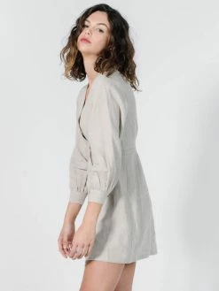 Thrills Co. Linen Chrissy LS Dress - Oat