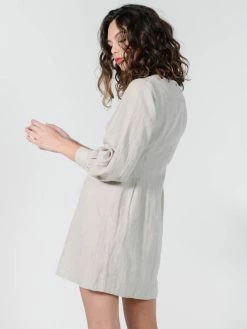 Thrills Co. Linen Chrissy LS Dress - Oat