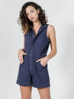 Thrills Co. Jumpsuits Tab Sleevless Romper - Flight Blue