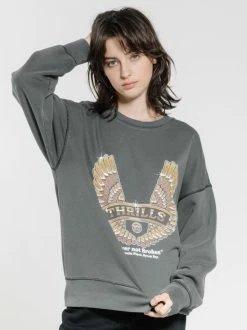 Thrills Co. Sweaters & Fleece Wings Of Steel Slouch Crew - Merch Black
