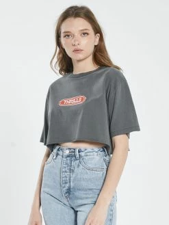 Thrills Co. New Arrivals Red Pill Merch Super Crop Tee - Merch Black