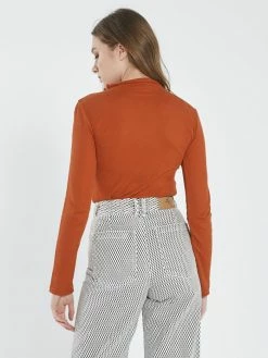 Thrills Co. Hemp Paper Rib LS Turtle Neck - Burnt Orange