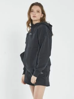 Thrills Co. Minimal Thrills Fleece Hood - Washed Black 1% For The Planet 10 Thrills Co. Minimal Thrills Fleece Hood - Washed Black 1% For The Planet