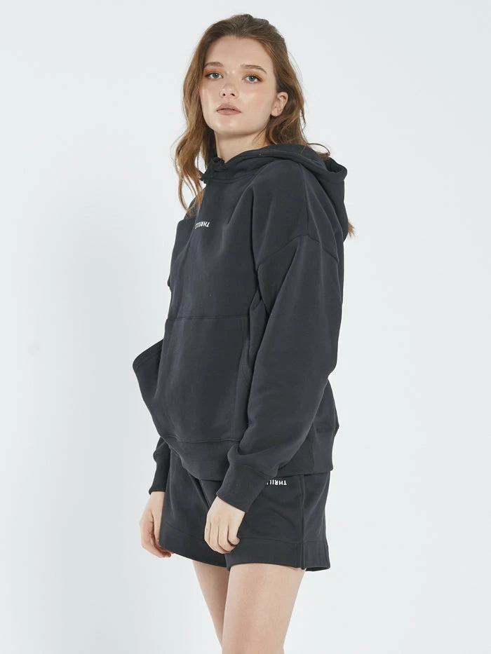 Thrills Co. Minimal Thrills Fleece Hood - Washed Black 1% For The Planet 5 Thrills Co. Minimal Thrills Fleece Hood - Washed Black 1% For The Planet
