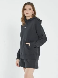 Thrills Co. Minimal Thrills Fleece Hood - Washed Black 1% For The Planet 11 Thrills Co. Minimal Thrills Fleece Hood - Washed Black 1% For The Planet